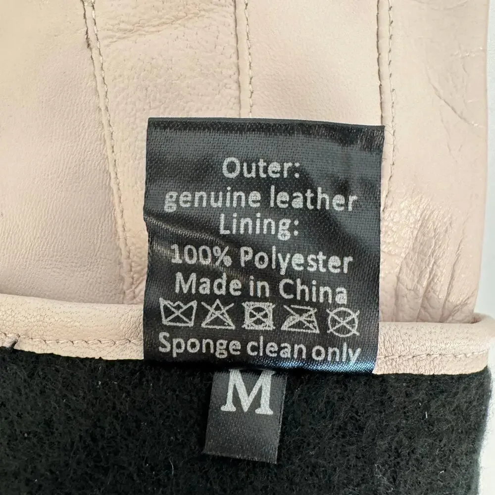 MoDA Genuine Leather Gloves Bow Detail Light Pale Pink Size M